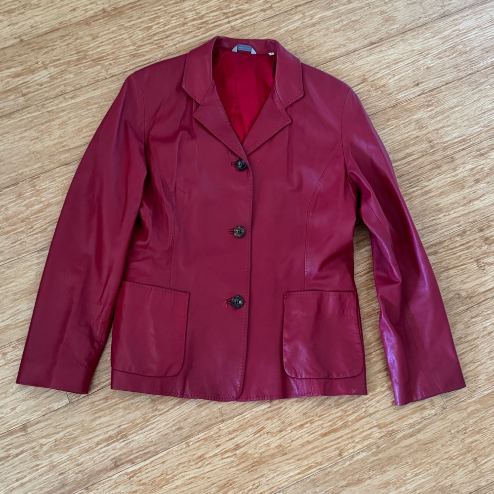 Barney’s New York 100% leather red blazer